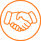 Hand shake icon to connect for Job Fair LP